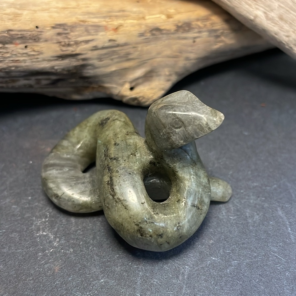 Labradorite Serpent Snake Carving